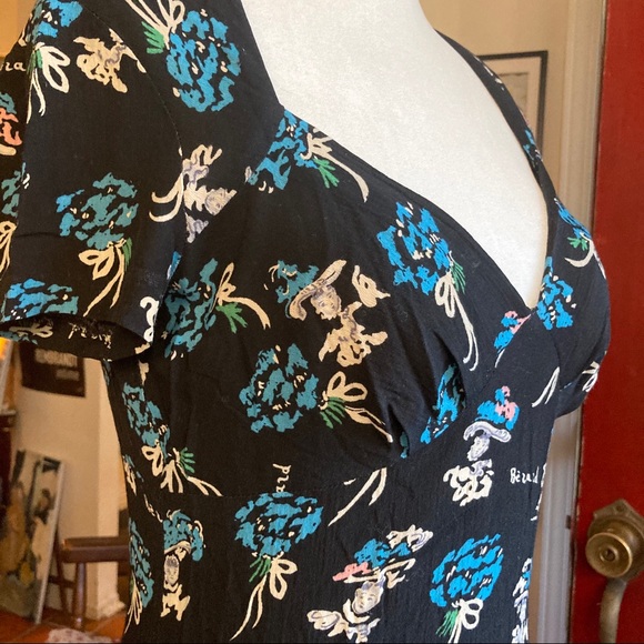 Vtg 90s Anna Sui Small Berard Faces Dress S 2 4 6 - Picture 4 of 15